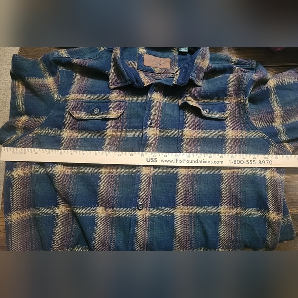 Orvis Mens Big Bear Heavy Flannel Shirt Jacket Blue Plaid XXL Shacket - Picture 7 of 12
